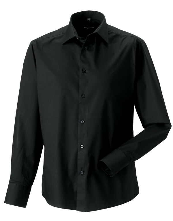 946M Russell Collection Men’s L/Sleeve Fitted Stretch Shirt Black