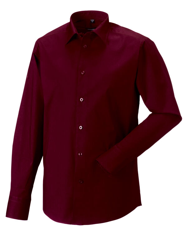 946M Russell Collection Men’s L/Sleeve Fitted Stretch Shirt Port