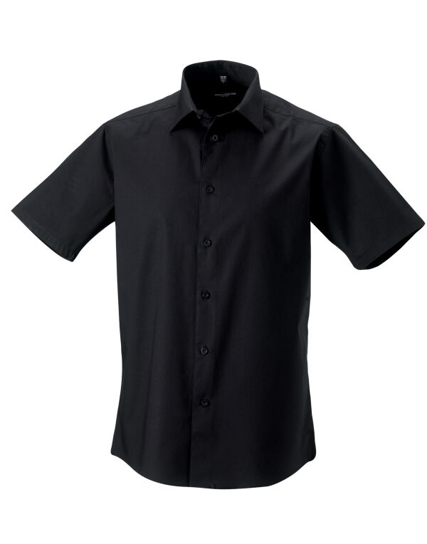 947M Russell Collection Men’s S/Sleeve Fitted Stretch Shirt Black
