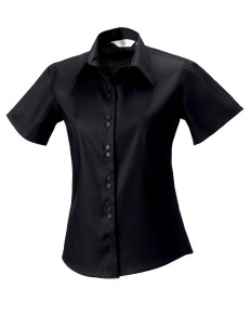 957F Russell Collection Ladies’ S/Sleeve Tailored Non-Iron Shirt Black