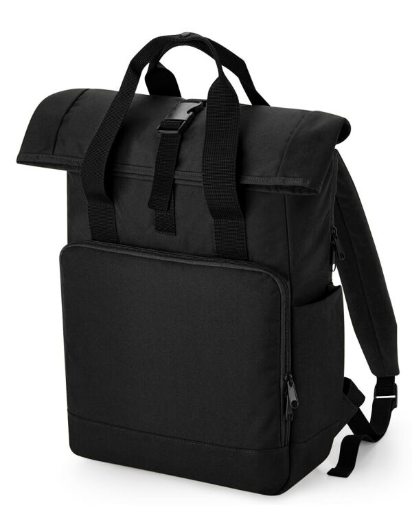 BG118L Black Recycled Twin Handle Roll-Top Laptop Backpack