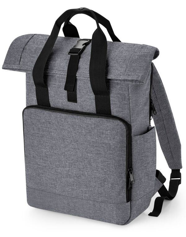 BG118L Grey Marl Recycled Twin Handle Roll-Top Laptop Backpack