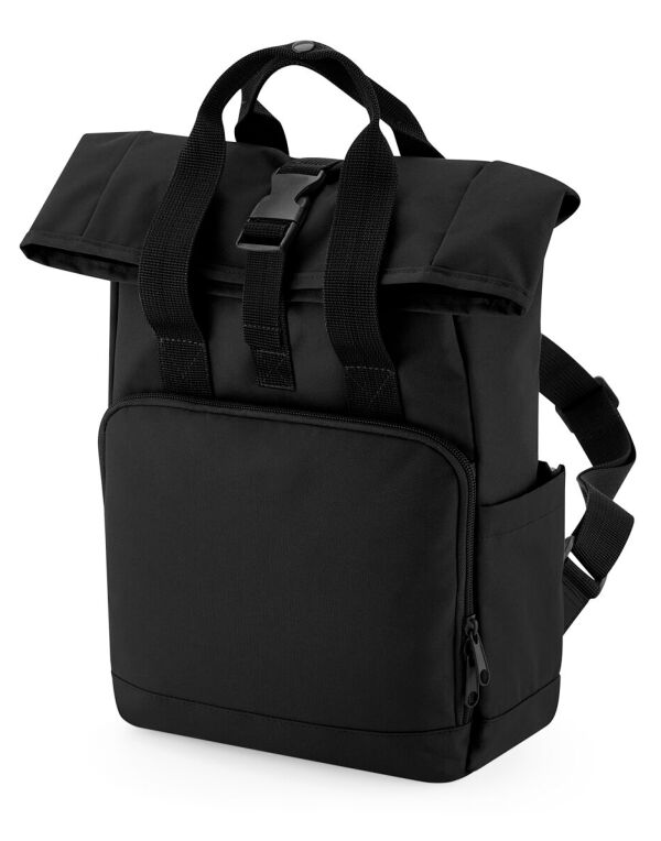 BG118S Black Recycled Mini Twin Handle Roll-Top Backpack BG118S Black Recycled Mini Twin Handle Roll-Top Backpack