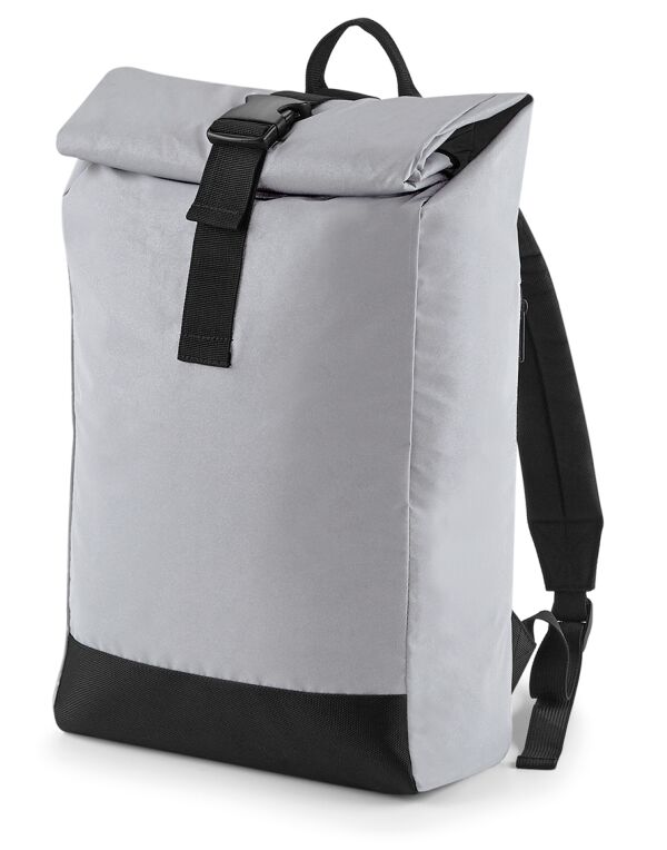 BG138 Bagbase Reflective Roll-Top Backpack Silver Reflective