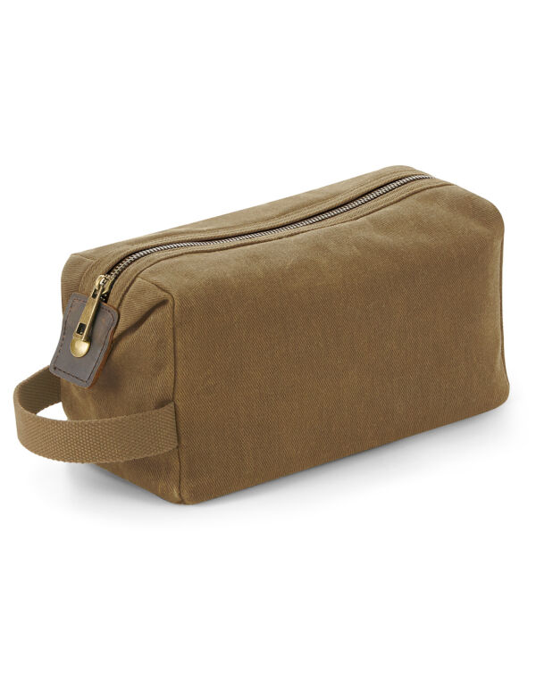 QD651 Quadra Heritage Waxed Canvas Wash Bag Desert Sand QD651 Quadra Heritage Waxed Canvas Wash Bag Desert Sand