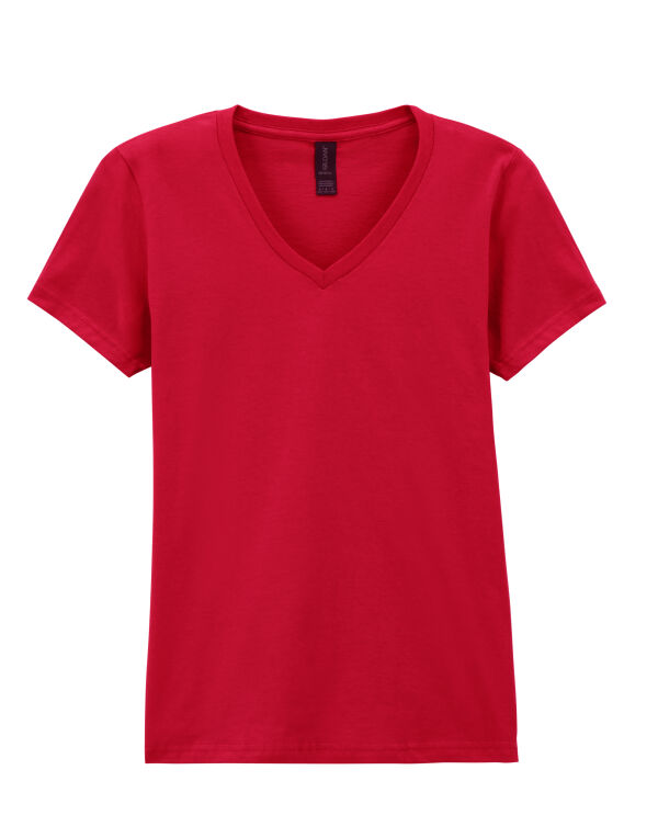 64V00L Cherry Red Softstyle® Ladies’ V-Neck T-Shirt