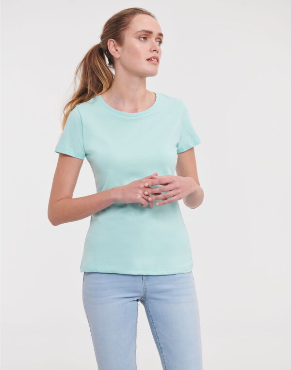 R108F Russell Pure Organic Ladies’ T Aqua