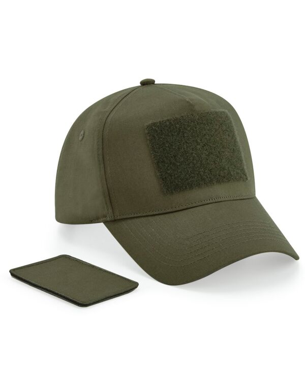 B638 Beechfield Removable Patch 5 Panel Cap Military Green