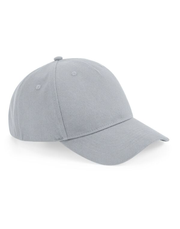 B62N Beechfield Organic Cotton 5 Panel Cap Light Grey