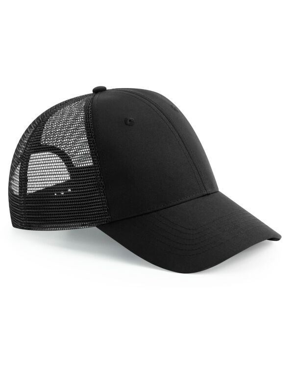 B75R Beechfield Recycled 6 Panel Snapback Trucker Black
