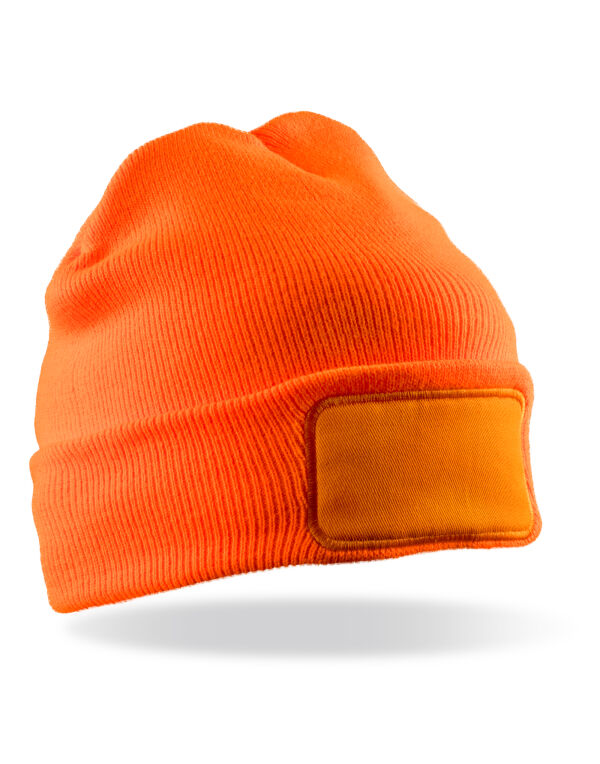 RC034X Fluoresent Orange Double Knit Thinsulate™ Printers Beanie