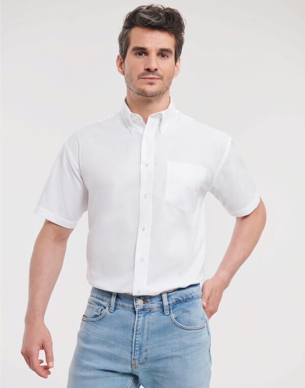 933M Russell Collection Men’s S/Sleeve Oxford Shirt White