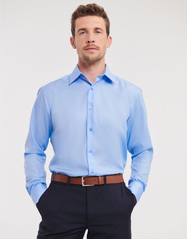 958M Russell Collection Men’s L/Sleeve Non-Iron Shirt Bright Sky