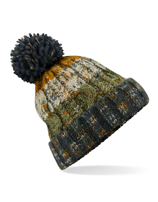 B486 Beechfield Corkscrew Pom Pom Beanie Autumn Moss B486 Beechfield Corkscrew Pom Pom Beanie Autumn Moss