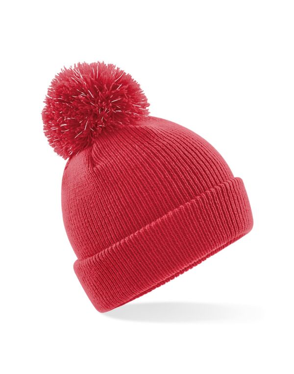 B406B Beechfield Junior Reflective Bobble Beanie Bright Red B406B Beechfield Junior Reflective Bobble Beanie Bright Red