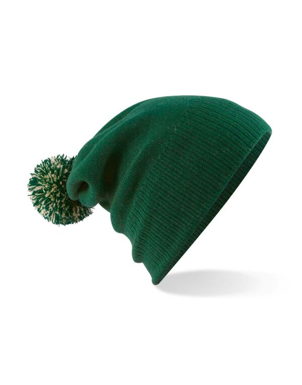 B450 Beechfield Snowstar Beanie Bottle Green/Off White
