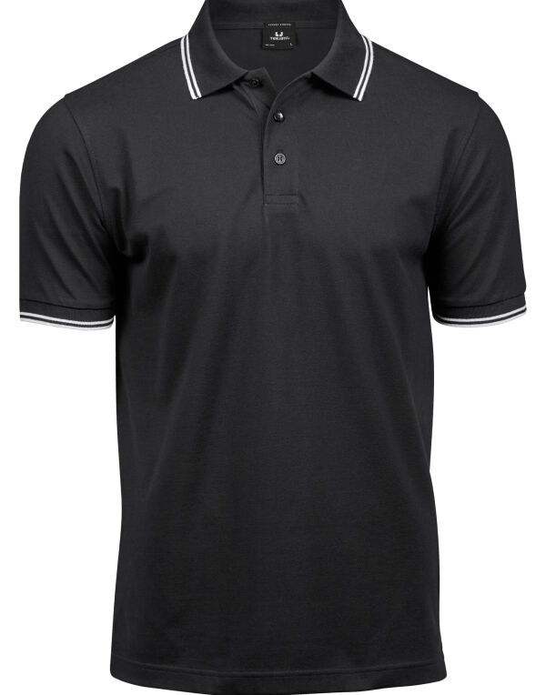 TJ1407 Tee Jays Men’s Luxury Stripe Stretch Polo Black/White