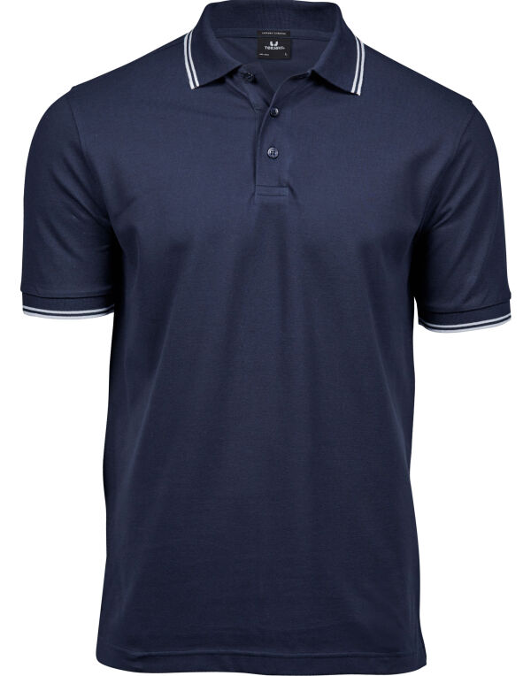 TJ1407 Tee Jays Men’s Luxury Stripe Stretch Polo Navy/White