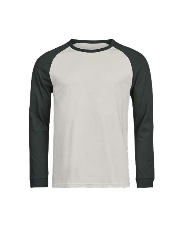 TJ1170 Cement/Dark Green Unlabeled Baseball Tee