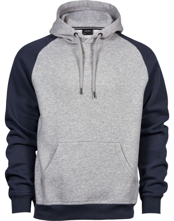 TJ5432 Tee Jays Men’s Two-Tone Hooded Sweatshirt Heather Navy