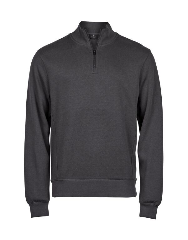 TJ5506 Tee Jays Ribbed Interlock Half Zip Dark Grey