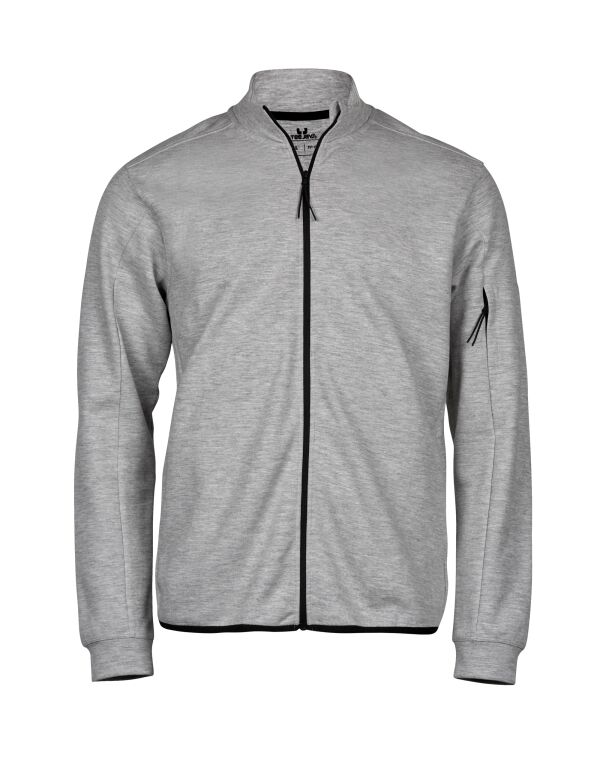 TJ5704 Heather Grey Athletic Full Zip Cardigan