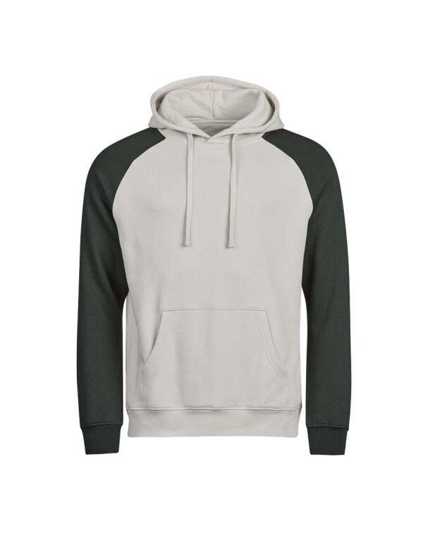 TJ5156 Tee Jays Unlabeled Two-Tone Hooded Sweatshirt Cement/Dark Green