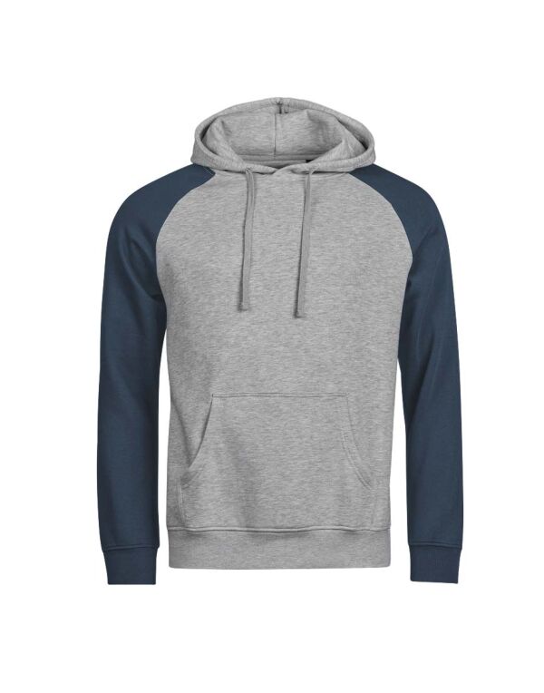 TJ5156 Tee Jays Unlabeled Two-Tone Hooded Sweatshirt Heather Grey/Ink