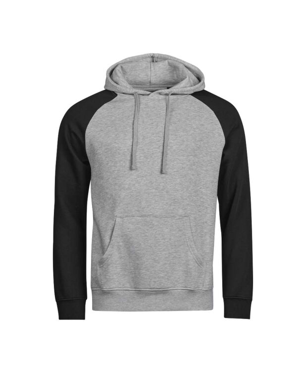 TJ5156 Tee Jays Unlabeled Two-Tone Hooded Sweatshirt Heather Grey/black