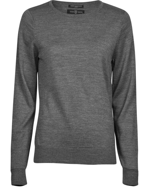 TJ6006 Grey Melange Ladies’ Crew Neck Sweater