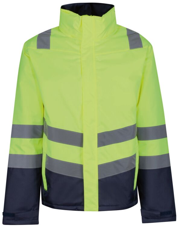 TRA219 Regatta High Visibility Pro Hi Vis Insulated Parka Hi-Vis Yellow/Navy