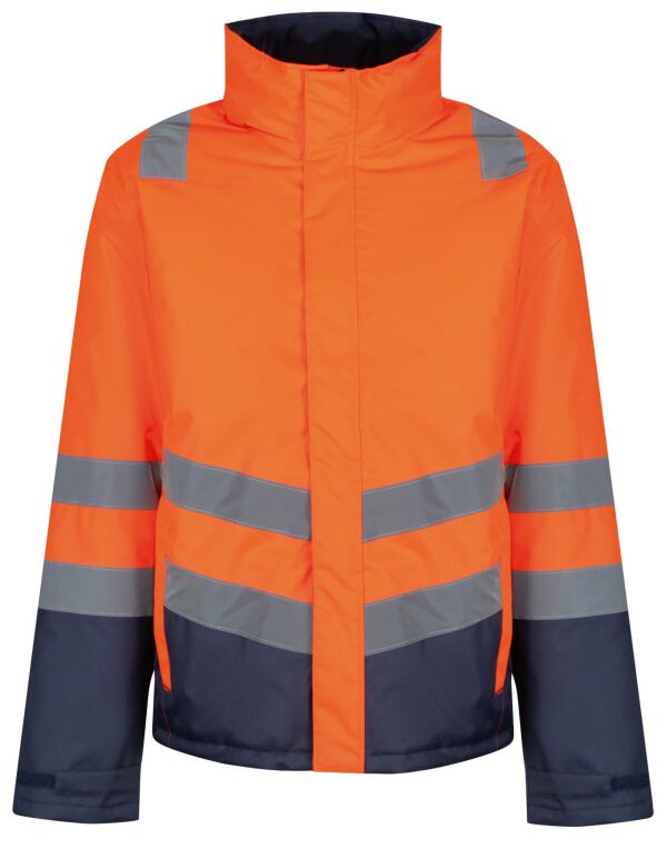 TRA219 Regatta High Visibility Pro Hi Vis Insulated Parka Hi Vis Orange/Navy