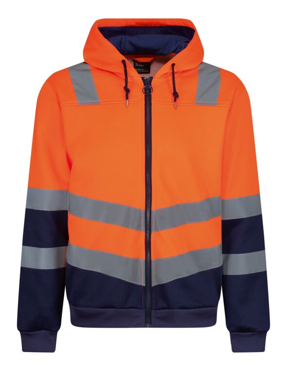 TRF625 Regatta High Visibility Pro Hi Vis Full Zip Hoodie Hi Vis Orange/Navy