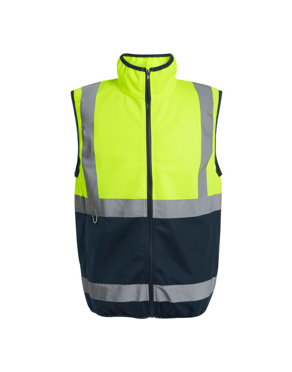 TRS257 Regatta High Visibility Hi Vis Pro Full Zip Gilet Hi-Vis Yellow/Navy