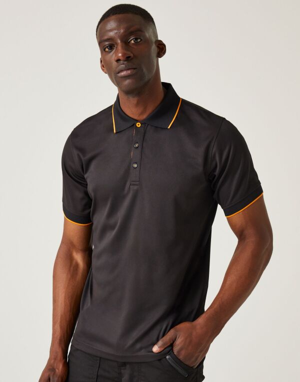 TRS264 REGATTA PROFESSIONAL Navigate Short Sleeve Polo Black Orange Pop