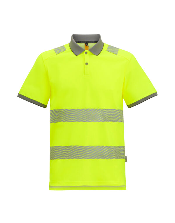 TRS320 REGATTA HIGH VISIBILITY Pro Comfort Polycotton Polo Black/Hi-Vis Yellow