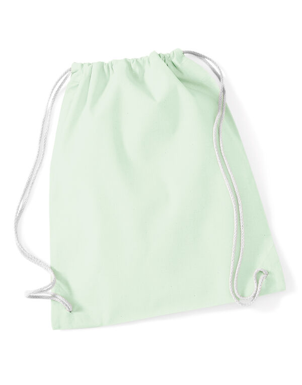 W110 Westford Mill Cotton Gymsac Pastel Mint/White W110 Westford Mill Cotton Gymsac Pastel Mint/White