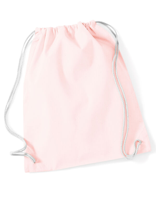 W110 Westford Mill Cotton Gymsac Pastel Pink/White W110 Westford Mill Cotton Gymsac Pastel Pink/White