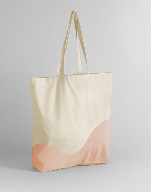 W235 Natural/Peach Wave Print Maxi Tote W235 Natural/Peach Wave Print Maxi Tote