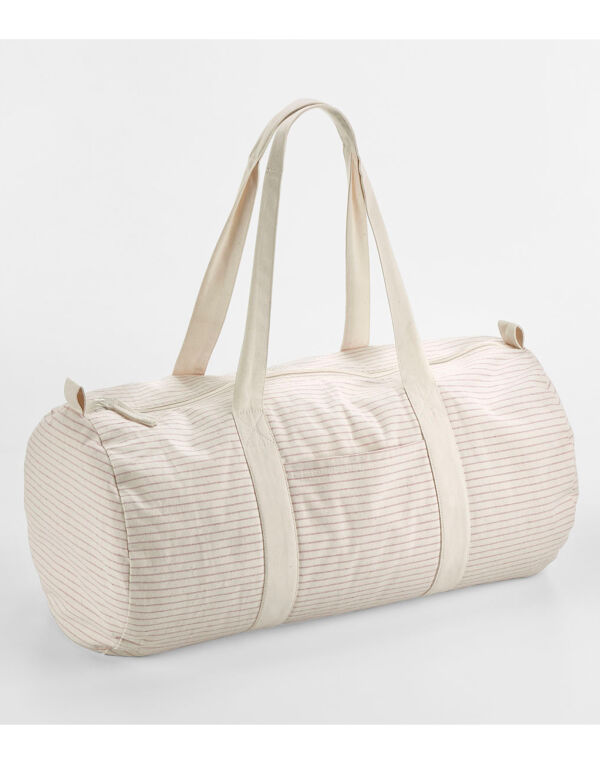 W258 Westford Mill Striped Org Cot Barrel Bag Red Stripe