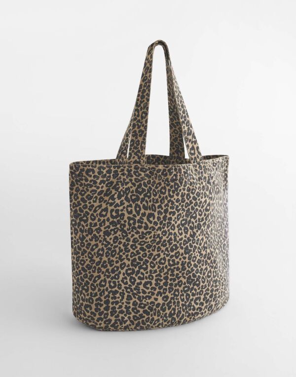 W335 Westford Mill Leopard Print Canvas Shopper Vintage Leopard Print