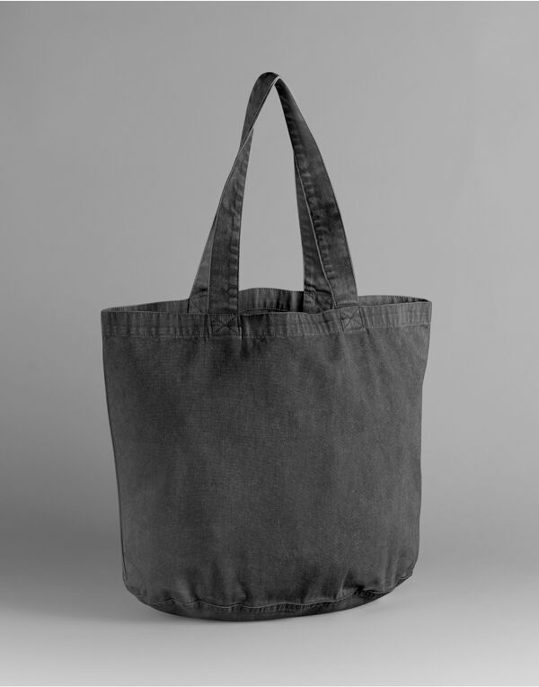 W345 Vintage Black Garment Dyed Shopper