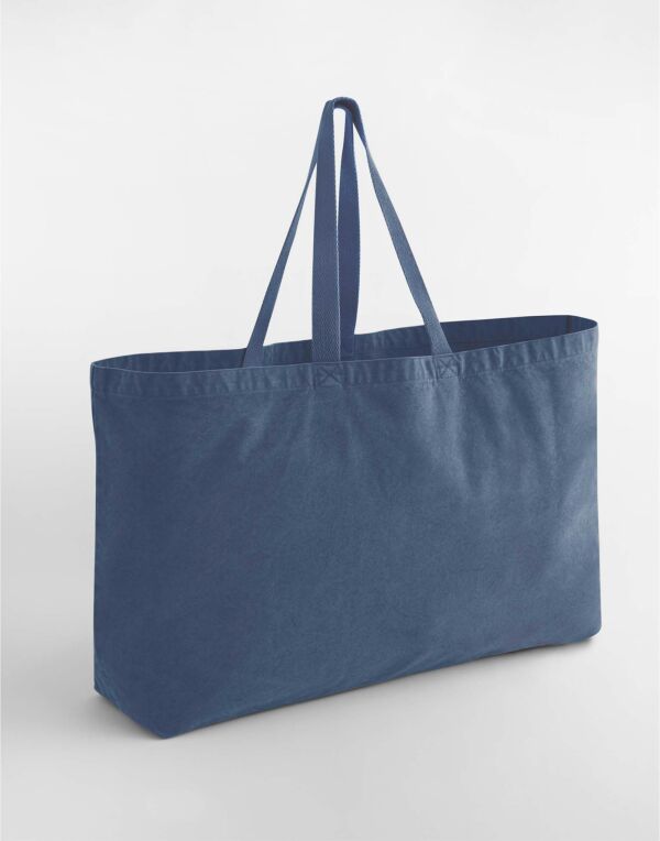 W348 Vintage Denim Garment Dyed Oversized Tote Bag