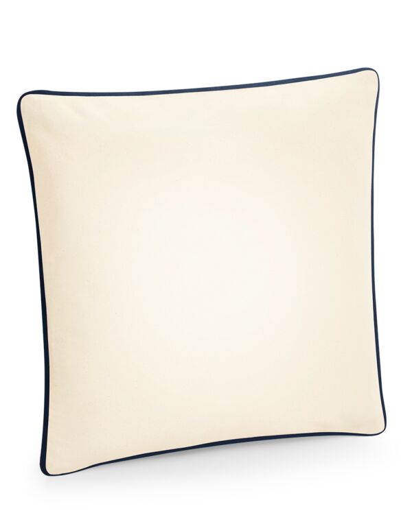 W355 Natural/French Navy Fairtrade Cotton Piped Cushion Cover