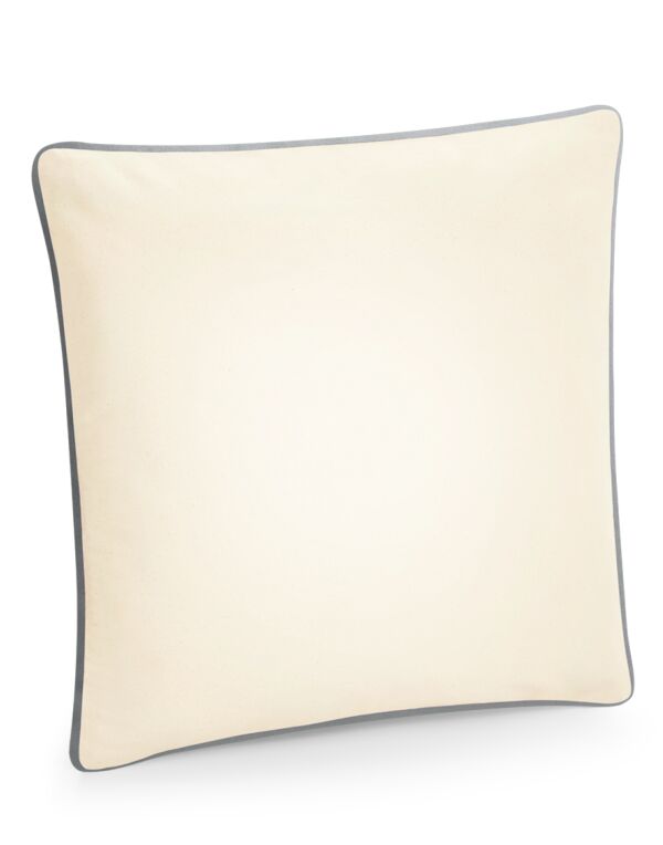 W355 Natural/ Light Grey Fairtrade Cotton Piped Cushion Cover