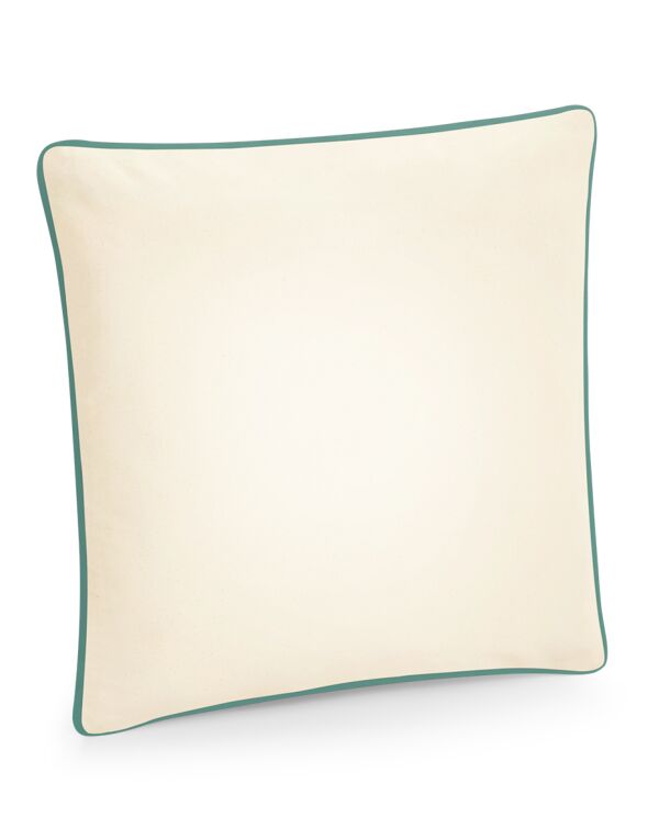 W355 Natural/ Sage Green Fairtrade Cotton Piped Cushion Cover