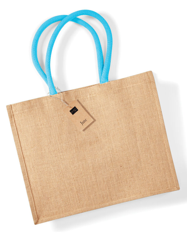 W407 Westford Mill Jute Classic Shopper Natural/Surf Blue W407 Westford Mill Jute Classic Shopper Natural/Surf Blue