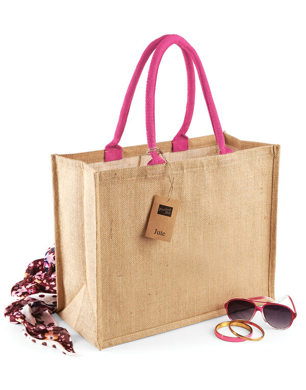 W407 Natural/Fuchsia Jute Classic Shopper