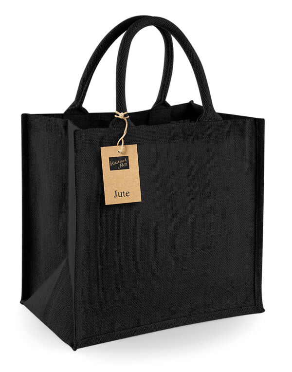 W413 Black/Black Jute Midi Tote