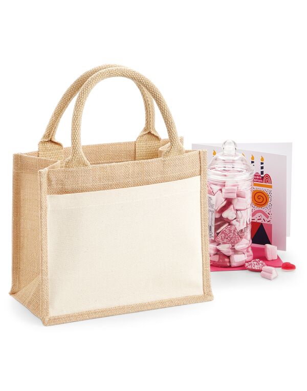 W425 Westford Mill Cotton Pocket Jute Gift Bag Natural